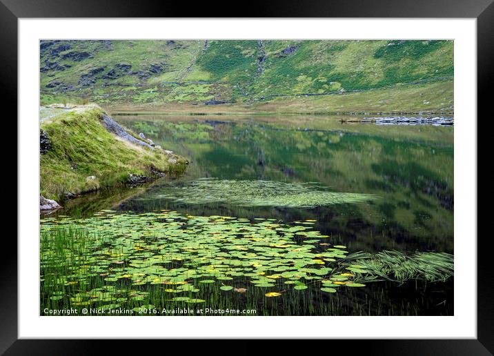 Cwm Orthin Lake above Tanygrisiau in North Wales  Framed Mounted Print by Nick Jenkins