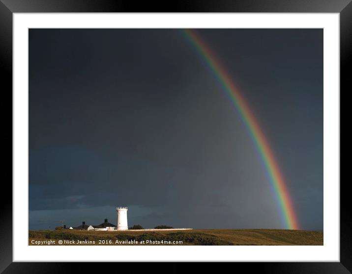 Old Nash Point Lighthouse and Rainbow Coast Framed Mounted Print by Nick Jenkins