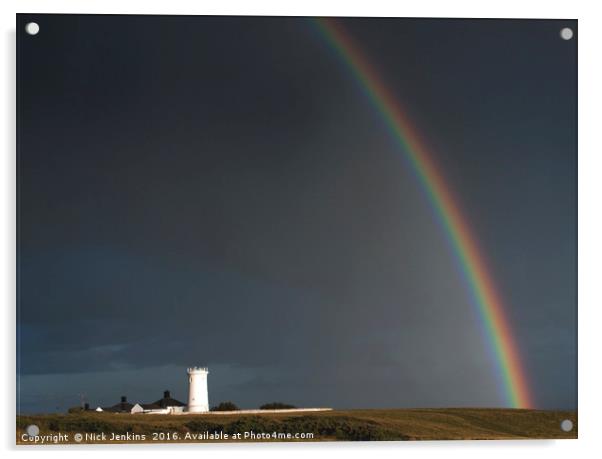 Old Nash Point Lighthouse and Rainbow Coast Acrylic by Nick Jenkins
