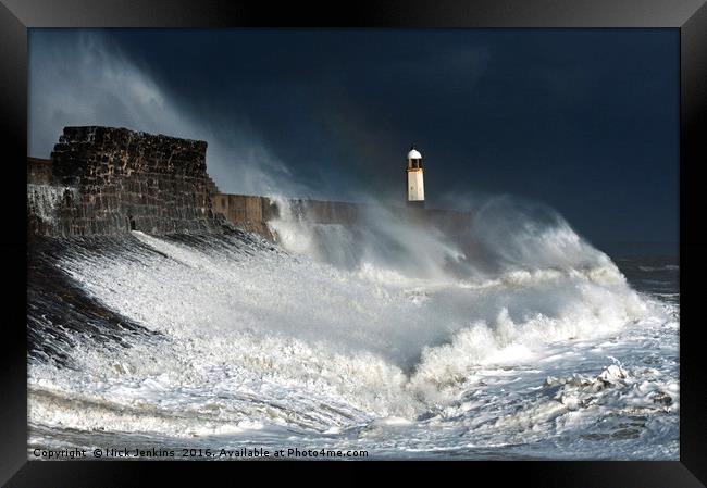 Stormy Seas at Porthcawl on the south Wales coast  Framed Print by Nick Jenkins