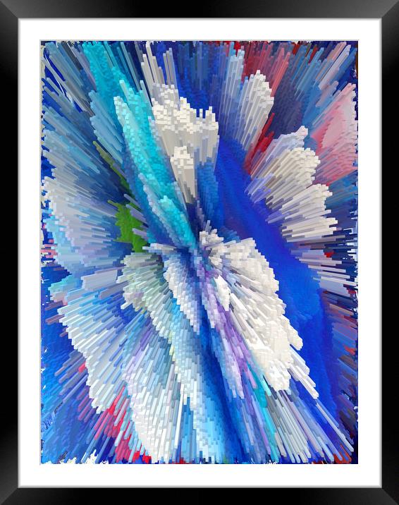 Abstract blue pixel pattern Framed Mounted Print by Larisa Siverina