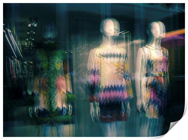 Abstract Mannequins in shop window Print by Larisa Siverina