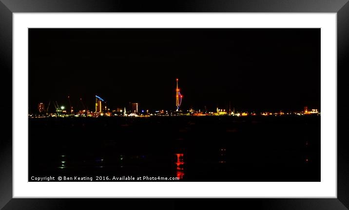 Portsmouth at Night Framed Mounted Print by Ben Keating