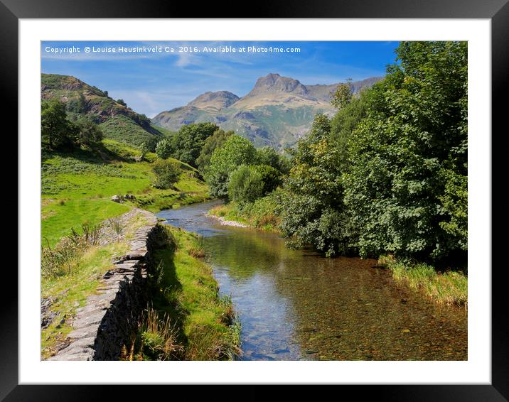 Great Langdale Beck with Harrison Stickle and Pike Framed Mounted Print by Louise Heusinkveld