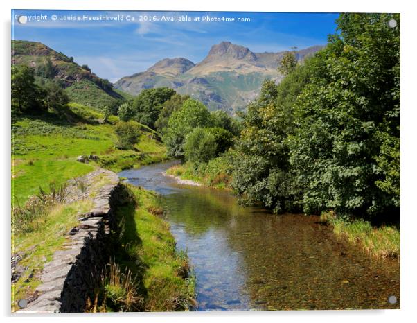 Great Langdale Beck with Harrison Stickle and Pike Acrylic by Louise Heusinkveld