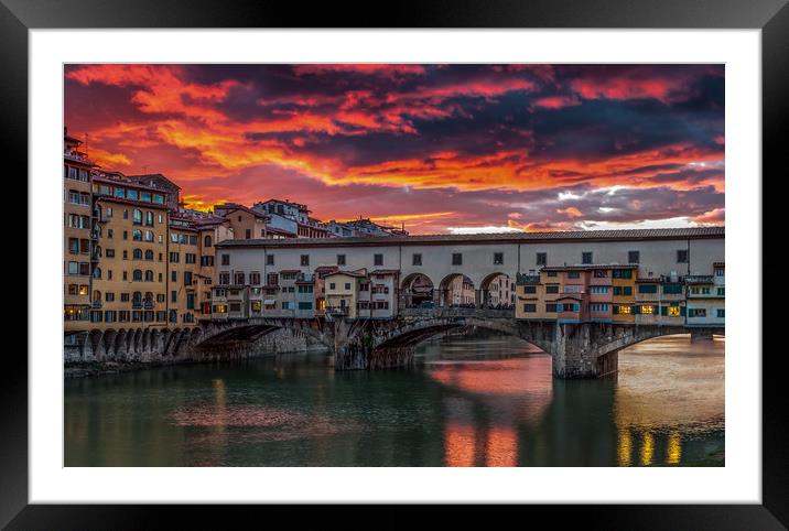 Ponte Vecchio Sunset #3 Framed Mounted Print by Paul Andrews