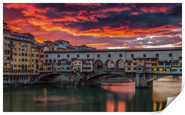 Ponte Vecchio Sunset #3 Print by Paul Andrews