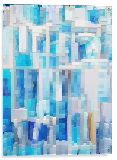 Abstract blue pixel pattern Acrylic by Larisa Siverina