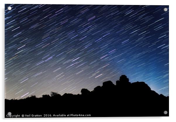 Star Trails over Bonehill Rocks Acrylic by Nymm Gratton