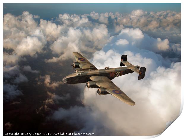 Handley Page Halifax above clouds Print by Gary Eason