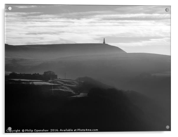 Stoodley Pike Mist Acrylic by Philip Openshaw