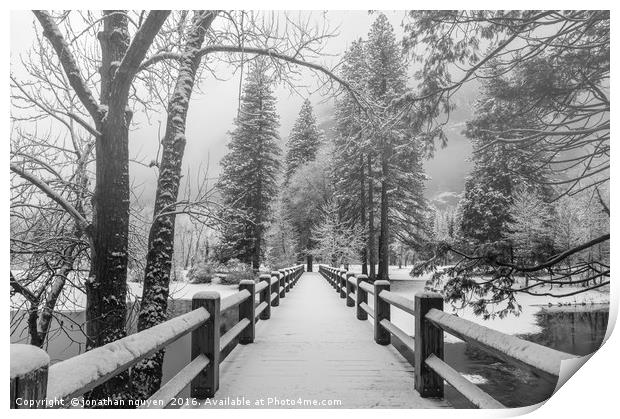 Welcome To Winter-Land BW Print by jonathan nguyen