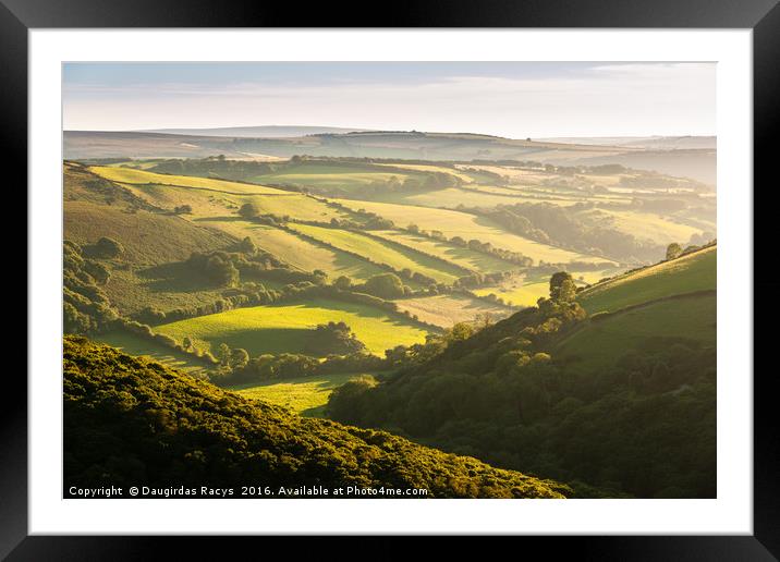 Exmoor Green Rolling Hills Framed Mounted Print by Daugirdas Racys