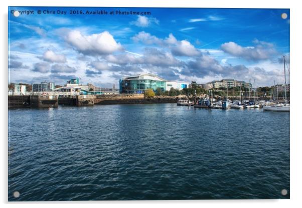 Sutton Harbour Plymouth Acrylic by Chris Day