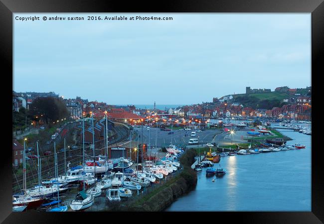 WHITBY BY LIGHT Framed Print by andrew saxton