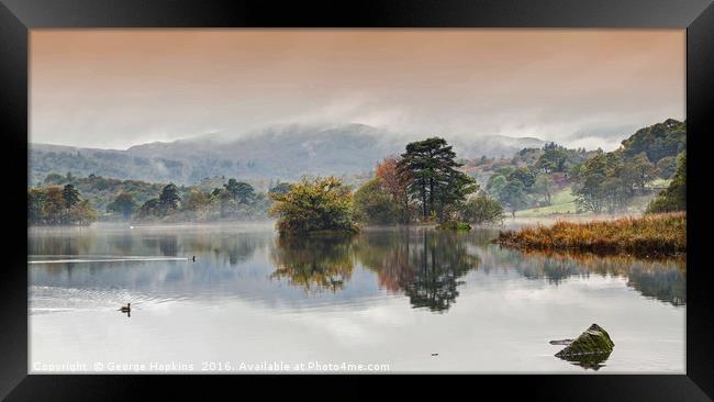 Rydal Water in the Autumn Mist Framed Print by George Hopkins
