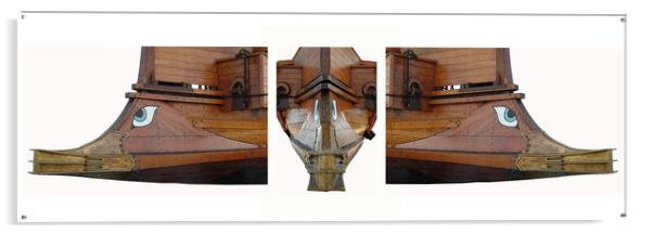 Trireme Olympas, Triptych Acrylic by Ivan Kovacs