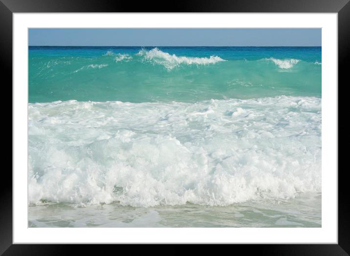Waves, Cancun, Carribean sea, Mexico Framed Mounted Print by Larisa Siverina