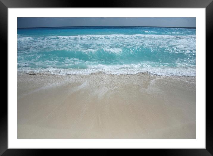 Waves, Cancun, Carribean sea beach, Mexico Framed Mounted Print by Larisa Siverina