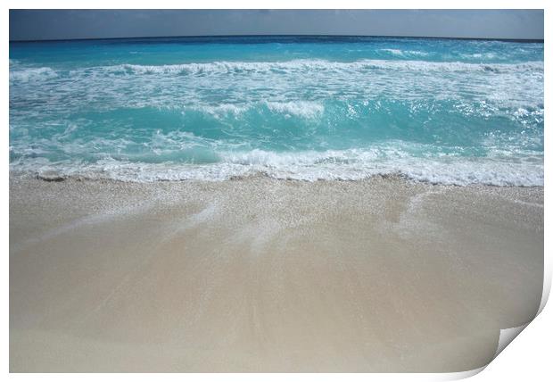 Waves, Cancun, Carribean sea beach, Mexico Print by Larisa Siverina