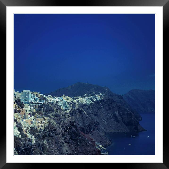 Santorini view, Greece. City on the rocks. Framed Mounted Print by Larisa Siverina