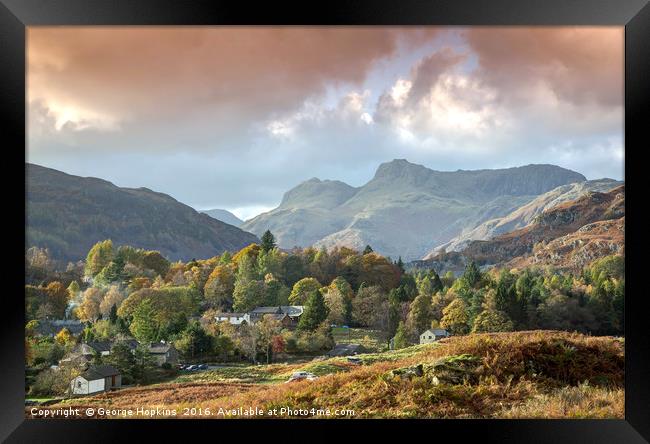 Autumn Trees at Elterwater towards Lansdale Pikes Framed Print by George Hopkins