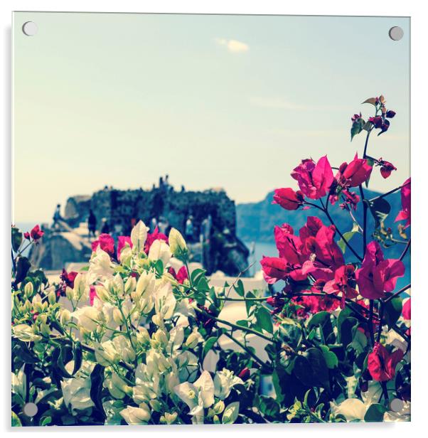 Summer day, Santorini, Greece Acrylic by Larisa Siverina