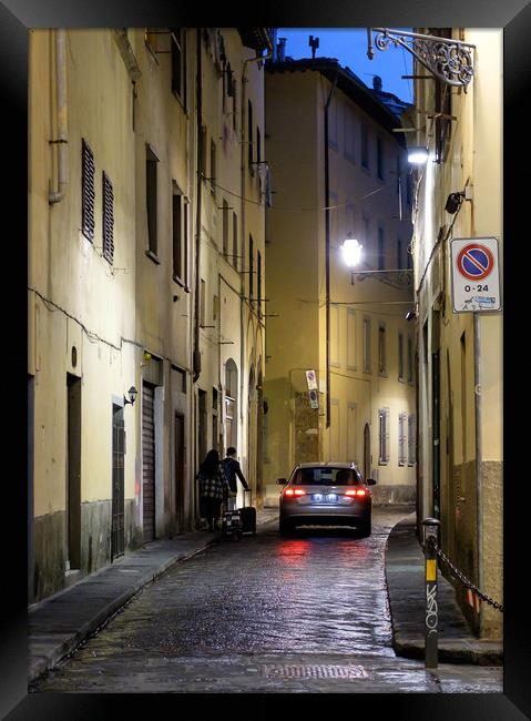 Florance small street by night  Framed Print by Ranko Dokmanovic