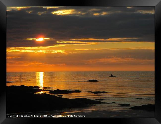             Ocean Sunset with Paddle Boarder       Framed Print by Alun Williams