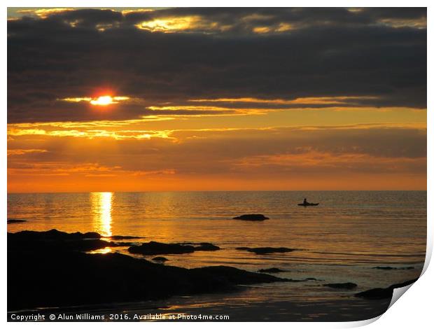             Ocean Sunset with Paddle Boarder       Print by Alun Williams