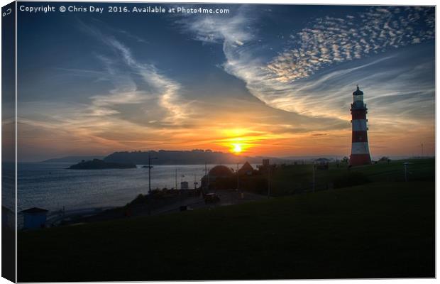 Sunset in Plymouth  Canvas Print by Chris Day