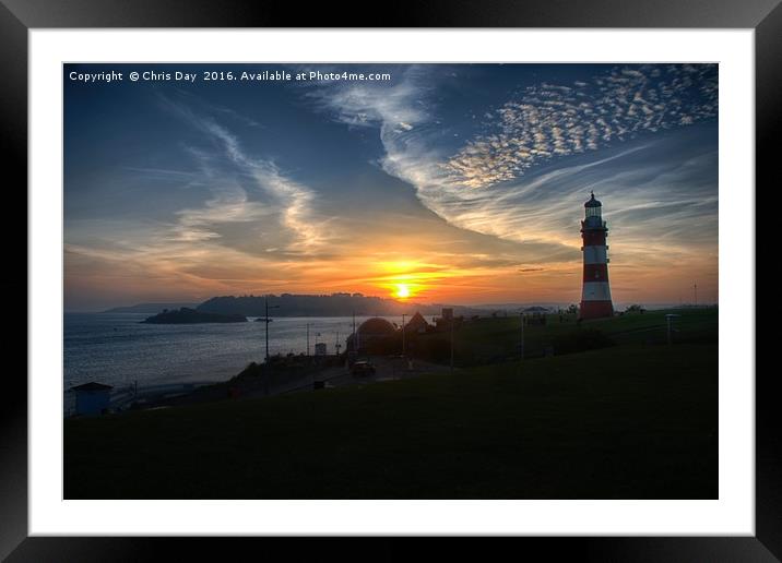 Sunset in Plymouth  Framed Mounted Print by Chris Day