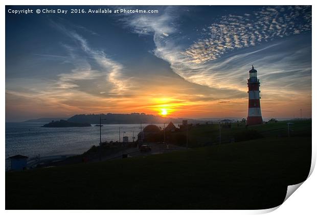 Sunset in Plymouth  Print by Chris Day