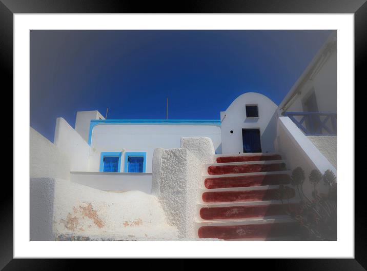 Santorini view, Greece. White house. Framed Mounted Print by Larisa Siverina