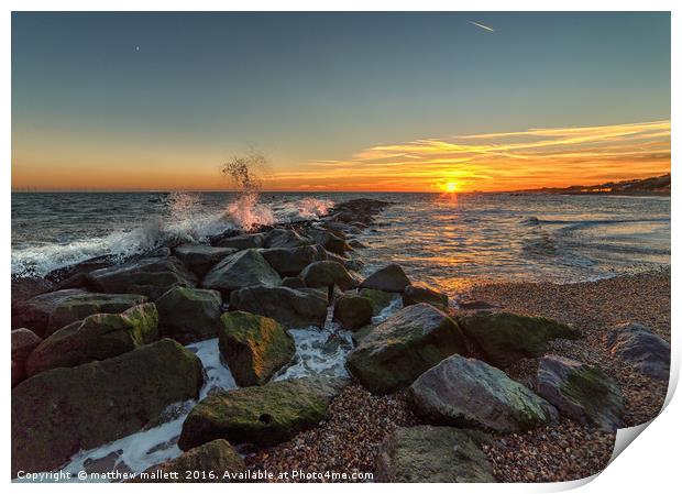 Rough Clacton December Sunset Print by matthew  mallett