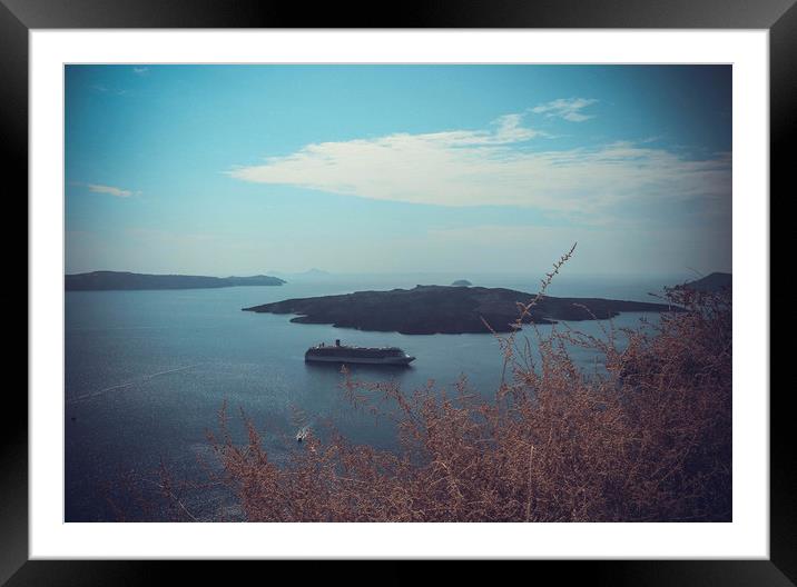 cruise ship in the Mediterranean Sea Framed Mounted Print by Larisa Siverina
