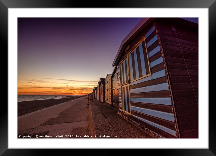 Golden Hour Clacton Beach Huts Framed Mounted Print by matthew  mallett