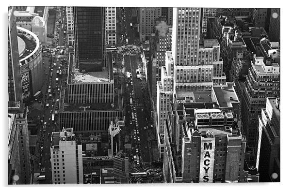 New York Skyscape Black and White Acrylic by Gill Allcock