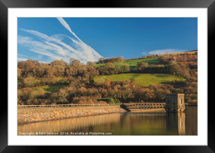 Talybont Reservoir and Dam Brecon Beacons  Framed Mounted Print by Nick Jenkins