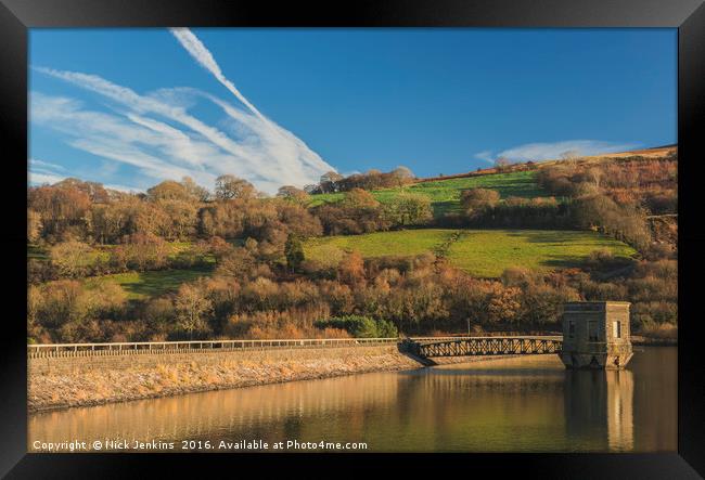Talybont Reservoir and Dam Brecon Beacons  Framed Print by Nick Jenkins