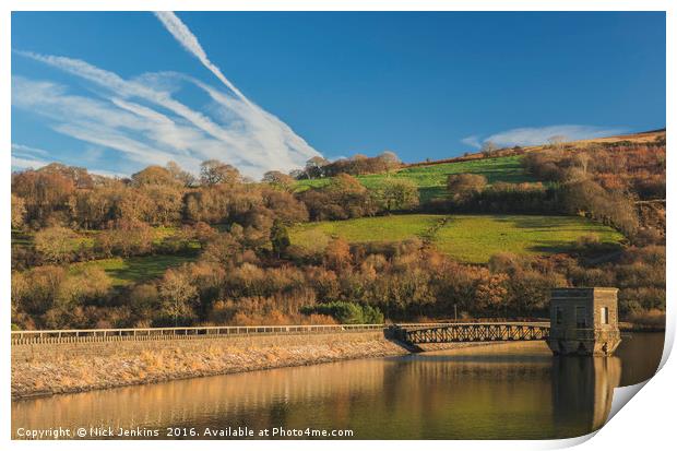 Talybont Reservoir and Dam Brecon Beacons  Print by Nick Jenkins