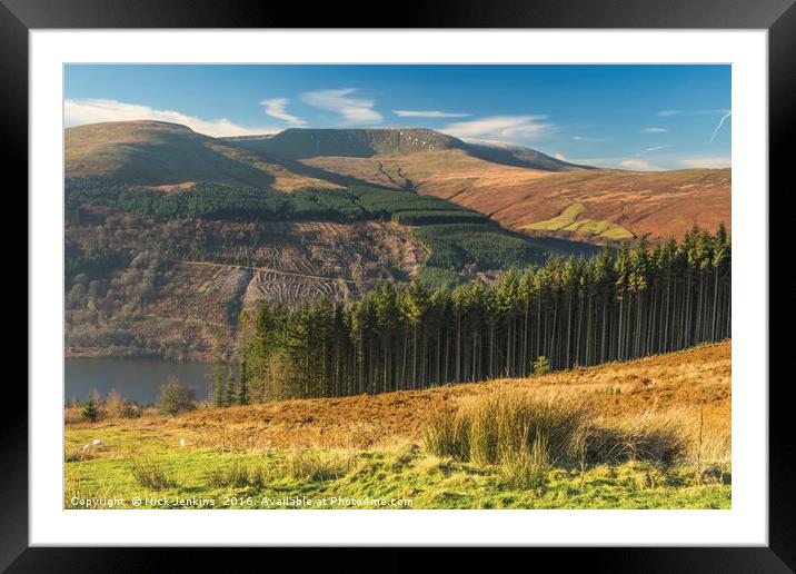 Waun Rydd across Talybont Valley Brecon Beacons Framed Mounted Print by Nick Jenkins