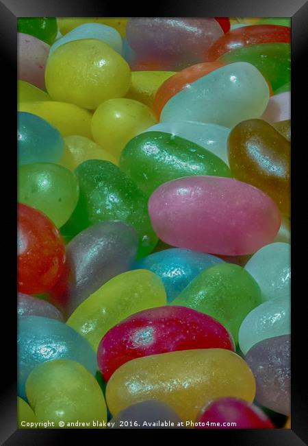 Heavenly Rainbow Jelly Beans Framed Print by andrew blakey