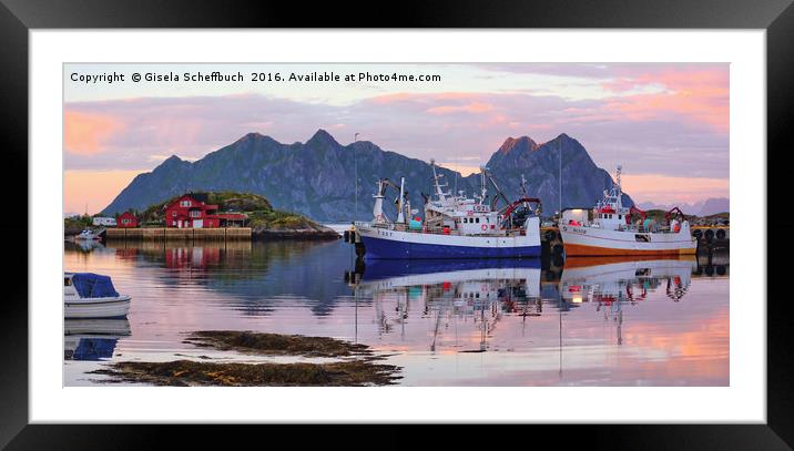  Bright Summer Night in the Lofoten Archipelago  Framed Mounted Print by Gisela Scheffbuch