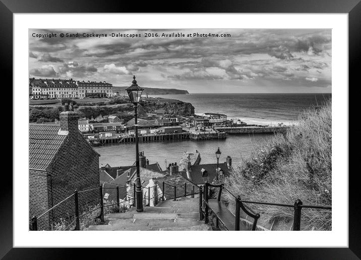 199 Steps At Whitby - Mono Framed Mounted Print by Sandi-Cockayne ADPS