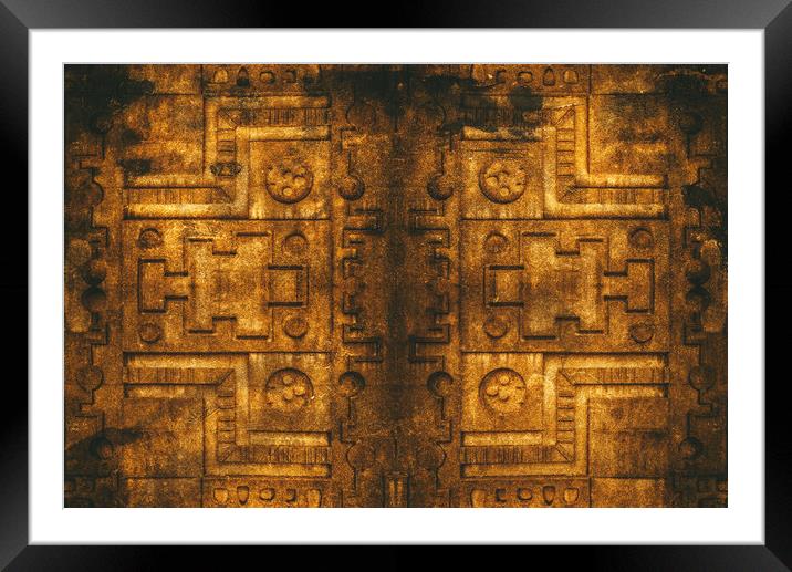 Architecture Wall of Aztec Ancestary Framed Mounted Print by John Williams
