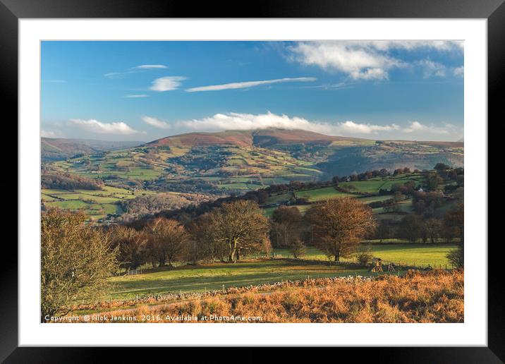 Sugarloaf Mountain and Usk Valley Brecon Beacons Framed Mounted Print by Nick Jenkins