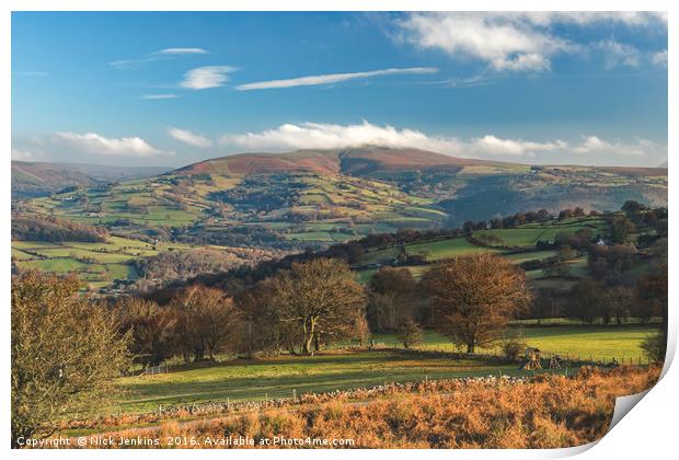 Sugarloaf Mountain and Usk Valley Brecon Beacons Print by Nick Jenkins