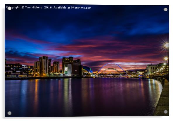 Newcastle Upon Tyne by night  Acrylic by Tom Hibberd