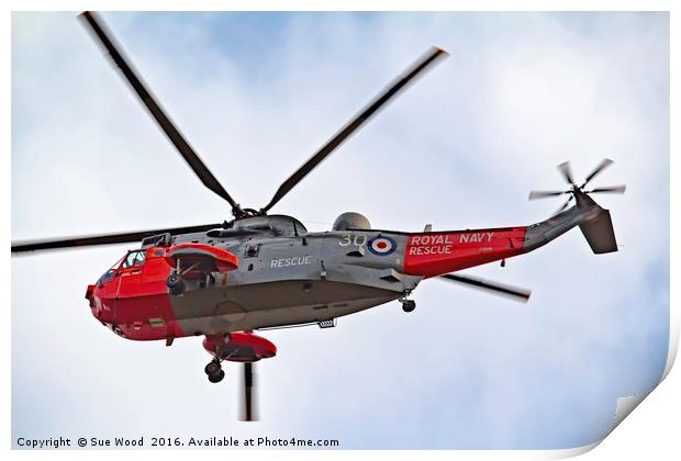Royal Navy Sea King Helicopter ( retired) Print by Sue Wood